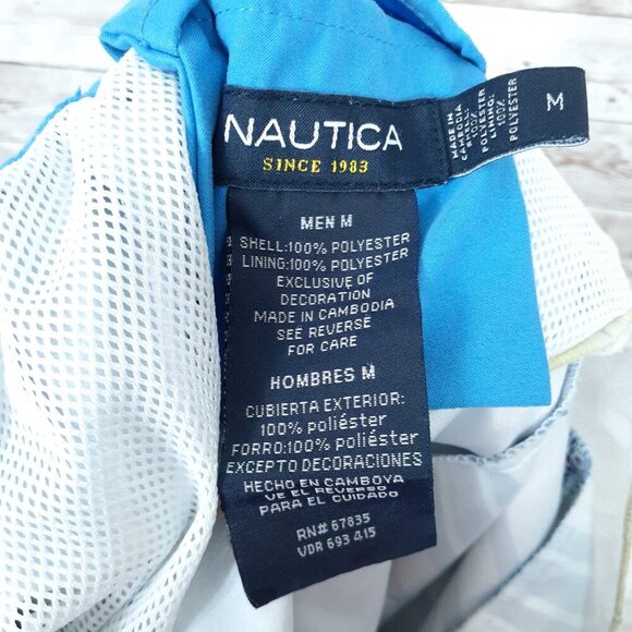 Nautica Mens Swim Trunks M Mesh Lined Blue Stripe 50A - Picture 3 of 3